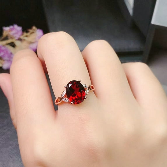 Finger Ring Geometric Imitation Garnet Jewelry Opening Adjustable Sparkling Ring for Daily Wear