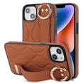 thumbnail image 1 of Finger Ring Wrist Band Phone Case Compatible with iPhone 15 for Women Girls, Adjustable Wristband Kickstand [Stand Function] PU Leather Case Cover for iPhone 15, Brown, 1 of 8