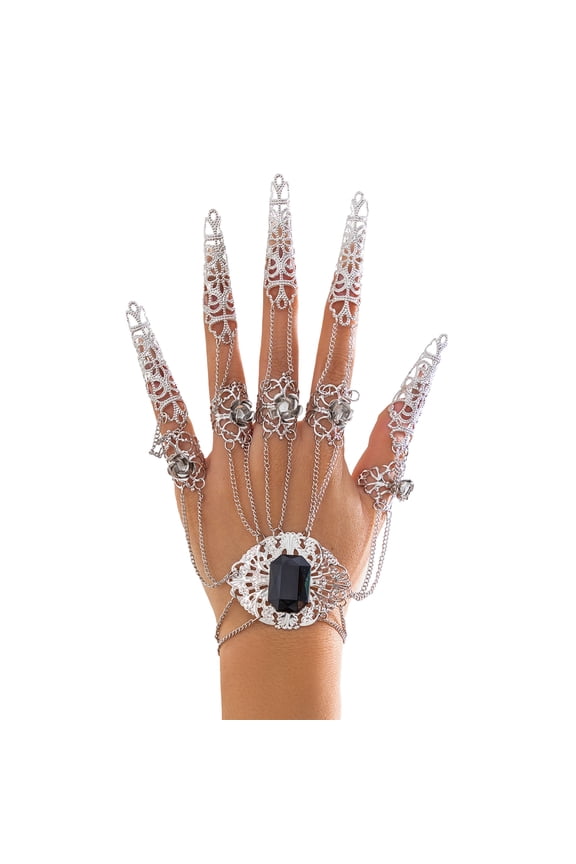 Finger Rings Hand Chain Fingertip Nails Rings Bracelets for Halloween Cosplay Costume Belly Dance Jewelry