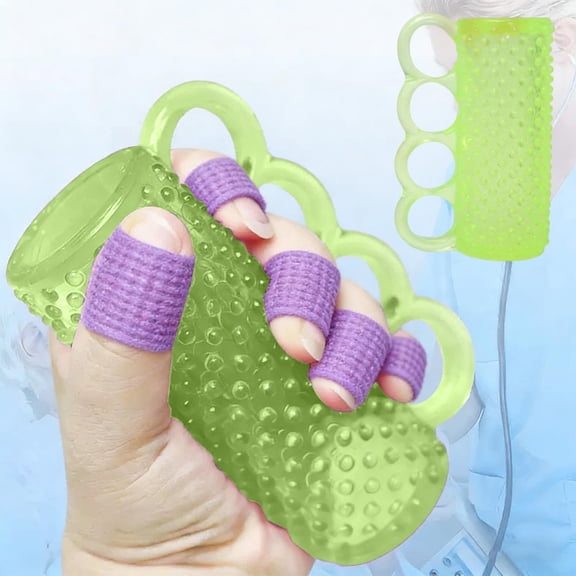 Finger Separated Grip Stick for Seniors Hand Massage, Usupdd Grip Strength Trainer Hand Rehabilitation Exercise Device, TPE Material Finger Loop Design Hand Grip Bar for Home Office Travel, Green