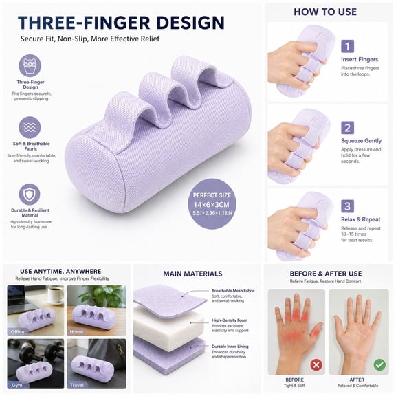 Finger Separator Splint, Resting Hand Support Brace, Soft Hand Wrap with Individual Loops That Keep Fingers Comfortably Spaced, Breathable Polyester Mesh with Adjustable Fastening
