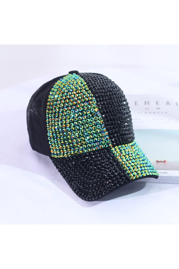 Bling Baseball Hats, Women Studded Rhinestone Crystals Adjustable Baseball Cap Sparkle Bling Denim Sun Hat Peaked Cap
