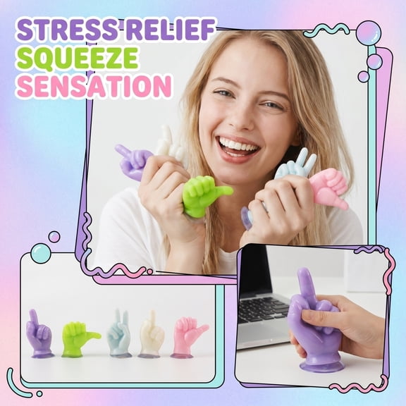 Finger Shaped Squishy Toys - Slow Rebound Squeeze Toys, Funny Gag Desk Fidget Toys and Soft Rubber Stress Reliever for Adults(1 PC, Random Style & Color)