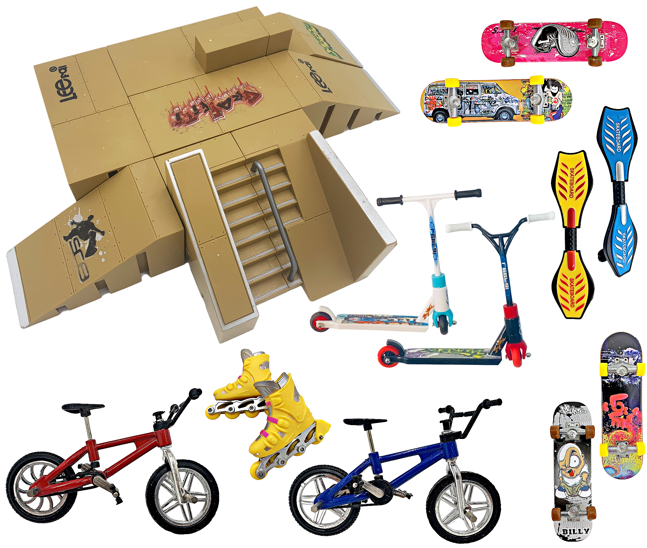 Stashables 19 Pieces Finger Skateboard Ramp Set for Kids