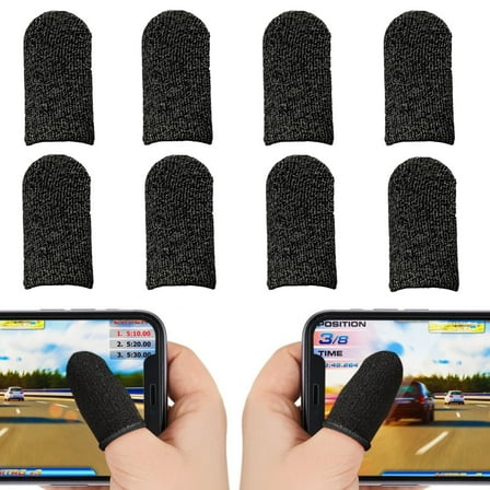 Finger Sleeve for Gaming,Anti Sweat Game Finger Cover,Silver Fiber Finger Cover Thumb Sleeve,Touchscreen Gaming Gloves,Breathable Finger Covers,Fit Phone Game Tablet Devices,Extremely Thin,8 Pcs