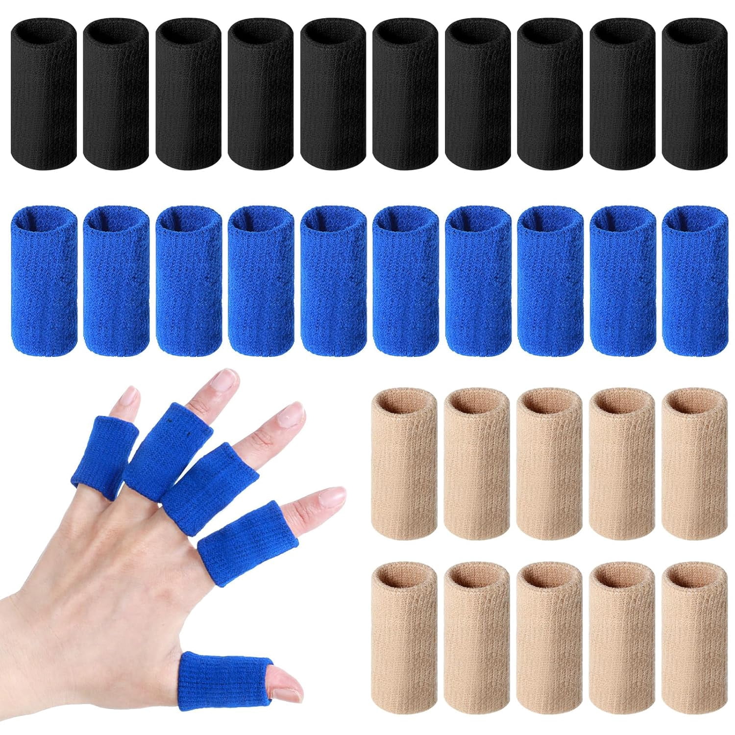Finger Sleeves Protectors, 30PCS Sport Finger Sleeves Elastic Thumb ...