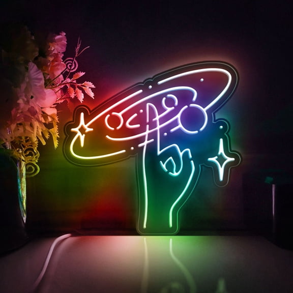 Finger Space Led Light Box, Dimmable Neon-Like Light Signs USB Power for Wall Decor Bedroom Decoration, Color Flow Effect (WxH) 16"x15"