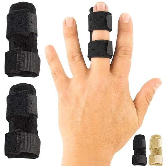Finger Splint (2 Pack) - Universal Finger Straightener - Broken and Trigger Finger Splints - Brace for Arthritis Pain and Support - Sprain Relief for Middle, Index, Ring, Pinky Fingers