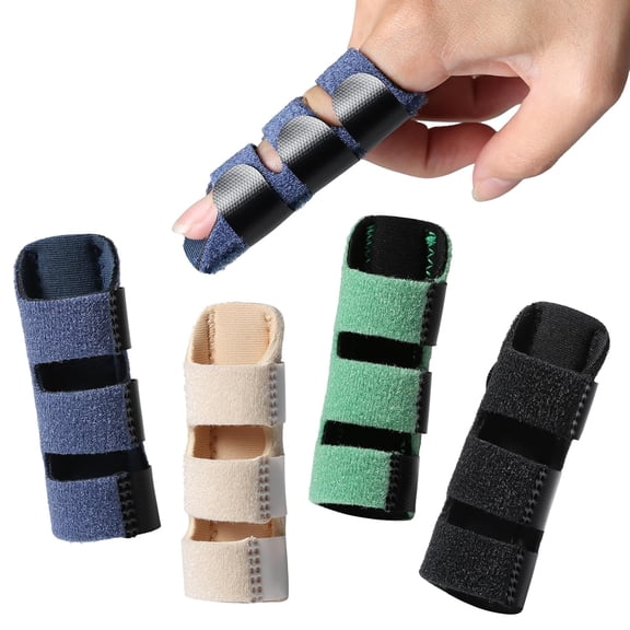 Finger Splint, 4-Pack Adjustable Trigger Finger Support Brace for Index, Middle, Ring & Pinky Fingers, Arthritis, Mallet Finger & Broken Finger Support, Comfortable Fit