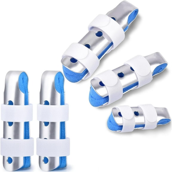 Finger Splint Brace Aluminum Support Stabilizer for Broken Fingers Arthritis Knuckle Immobilization Multi-Size Blue 5-Pack