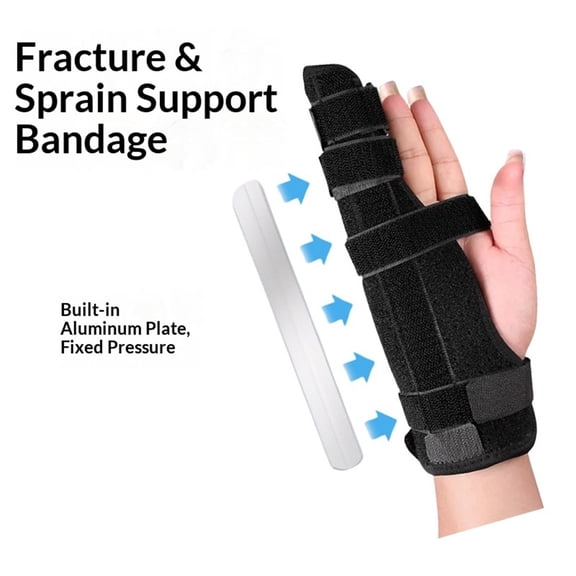 Finger Splint Brace- Supports Pinky, Ring, Middle Metacarpals and Knuckles - Right Adjustable Hand Brace - Straightening for Trigger Finger, Injury, Fracture, Broken, Tendonitis (right hand,L)