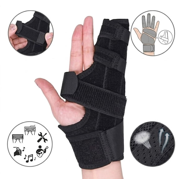 Finger Splint for Broken Ring or Pinky Finger - Adjustable Trigger Finger Brace with Removable Integrated Aluminum Support - Breathable Hand Stabilizer for Tendonitis, Fractures, and Pain Relief