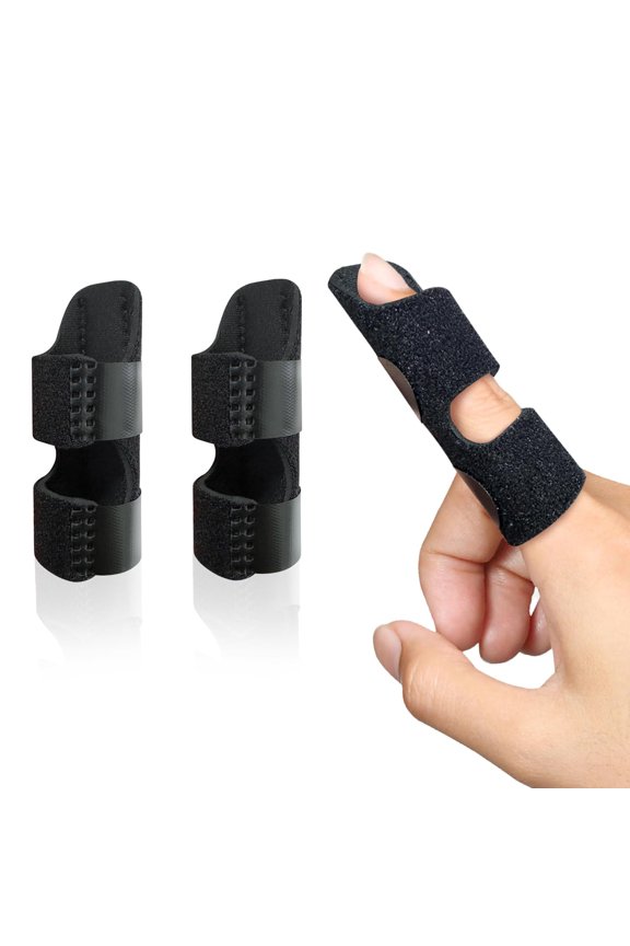 Finger Splint, Universal Trigger Finger Brace for Broken/Arthritis Pain and Sprain Relief, Splints for Middle, Index, Ring (2 Pack,Black)