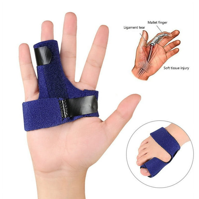 Finger Splints Finger Guard Sleeve Brace with Built-in Aluminum Plate  Adjustable Arthritis Knuckle Brace for Men Women Sapphire