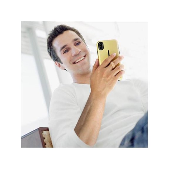 Finger Strap Phone Case for iPhone X Drop-protection Finger Ring Rugged Phone Case with Kickstand Dual Layer Case - Gold