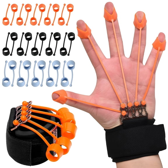 Finger Strengthener Hand Grip Exerciser, Adjustable Hand Strengthener with 30 Silicone Bands 40/60/75 lbs, Finger Stretcher for Exercise, Climbing, and Injury Rehabilitation