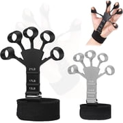 Finger Stretcher & Hand Strengthener - 2Pcs Adjustable Finger Resistance Bands for Guitarists, Climbers, Typists, Gamers, Forearm & Hand Strength Training Wrist Exerciser Black+Grey