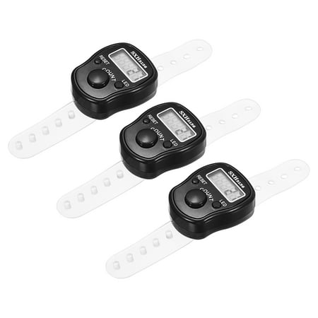 Finger Tally Counter 0-99999 5 Digital LED Display for Sports Counting, Black, 3 Pack