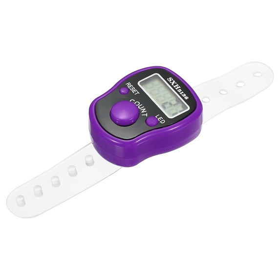 Finger Tally Counter 0-99999 5 Digital LED Display for Sports Counting, Purple