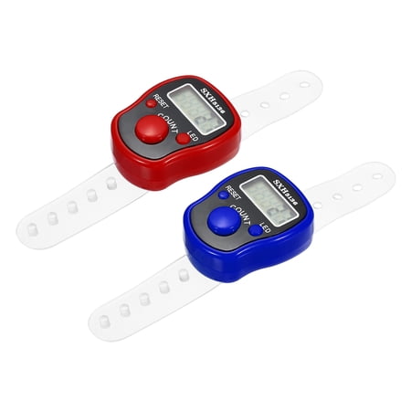 Finger Tally Counter 0-99999 5 Digital LED Display for Sports Counting, Red, Blue