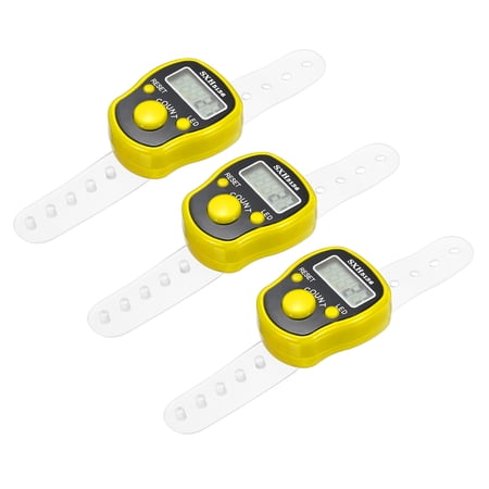 Finger Tally Counter 0-99999 5 Digital LED Display for Sports Counting, Yellow, 3 Pack