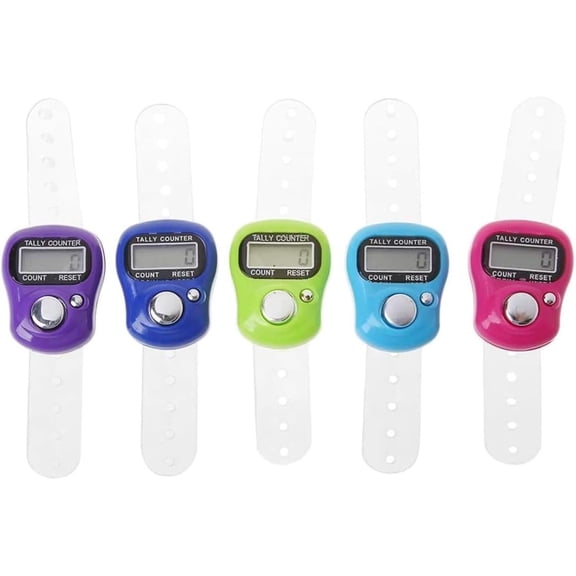 Finger Tally Counter, 5 Pack Digital Electronic Clicker, Mini Portable Colorful Counter for Knitting Prayer Sports Inventory Use