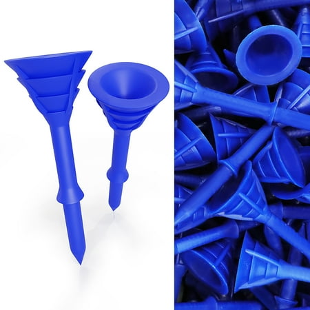 Finger Ten Unbreakable 3.25" Plastic Gold Tees, Blue, 24 Count Pack