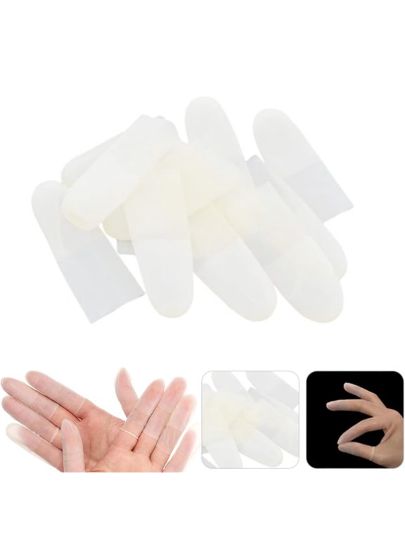 Finger Tip Protect,0.99x2.36in Portable Finger Cots,Jewelry Cleaning Finger Sleeve,Disposable Latex Finger Protectors,Set of 100
