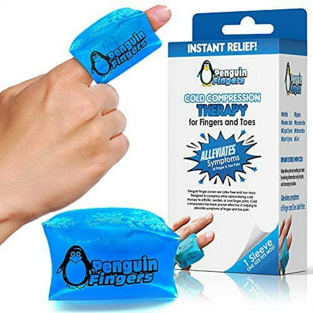 Finger and Toe Cold Gel Ice Pack, by Penguin Fingers.Compression Cold Pack for Fingers and Toes, Arthritis, Gout, Injuries. Cryotherapy Sleeve. Best Prices (Single, Double, and Four Packs) (1)