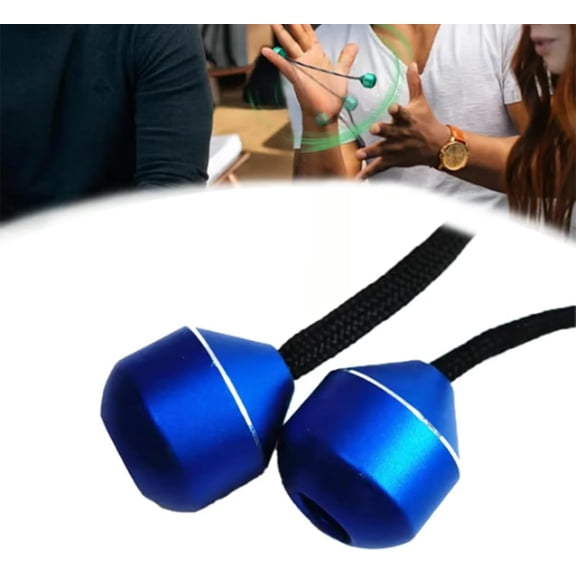 Finger Toys for Practicing Finger Dexterity, Metal Fidget Spinner, Mini Ball Spinners on String, Aluminum Alloy Worry Beads and a Rope, Worry Fidget Beads Spin & Bump, for Men Women Youngs (Blue)