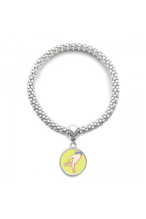 Finger Walking Personifies Gesticulate Sliver Bracelet Pendant Jewelry Chain Adjustable Bangle