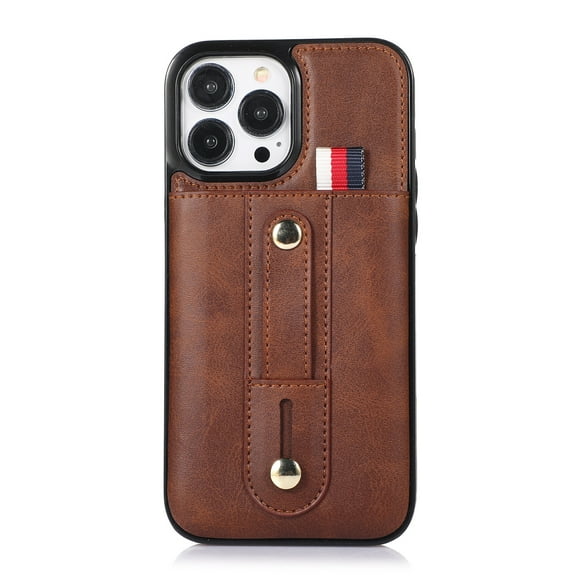 Finger ring leather phone case for iPhone 16 pro max 15 plus 14 13 mini 12/12pro 11 loop strap card slots cover