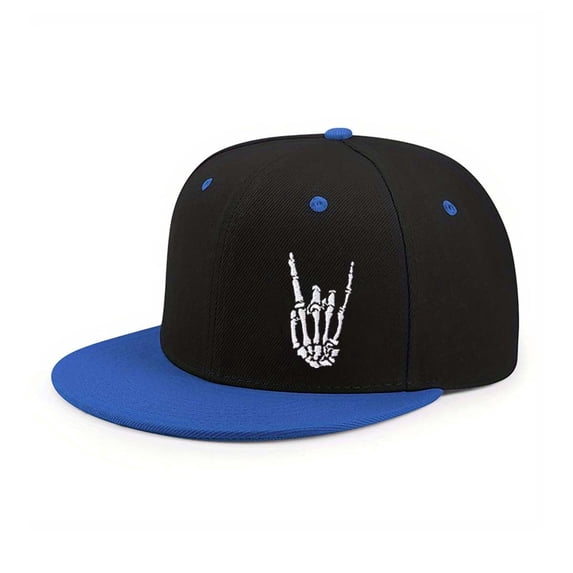 Finger skeleton pattern Letter Embroidered Color Block Trucker Hat Unisex Adjustable Cotton Breathable Fashion Cap for Travel Daily Wear