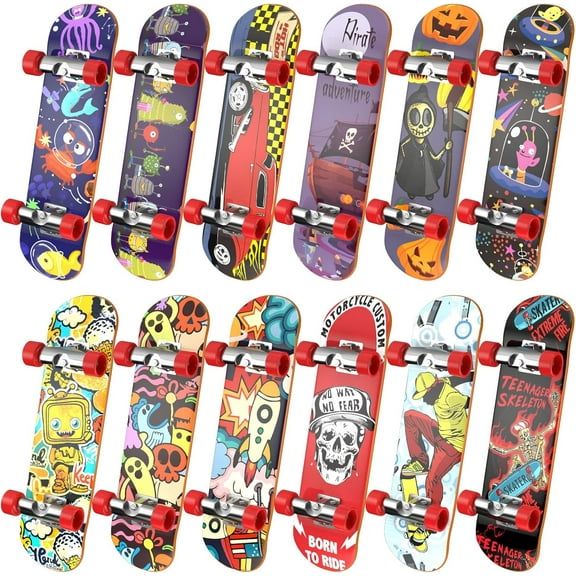 Fingerboard Mini Finger Skateboards 12PCS Professional Finger Boards Set Creative Fingertips Movement, Mini Skateboard Starter Kit Finger Sports Party Favors Novelty