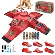 Fingerboard Skate Park Set - Compatible with Tech Deck Skateboards - 6 Ramps, 6 Fingerboards, Obstacles - Ideal for Fingerboard Enthusiasts