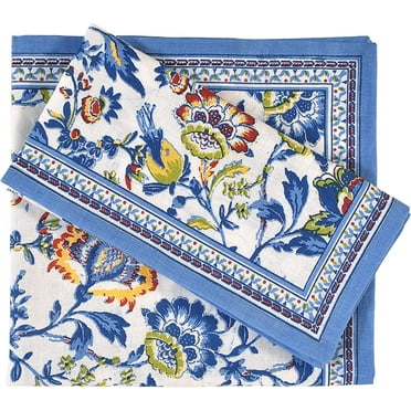Fingercraft Cloth Napkin, Cotton Linen Blend Printed Table Napkins, Soft and Absorbent Fabric, 12 piece , 20x20In Blue Floral