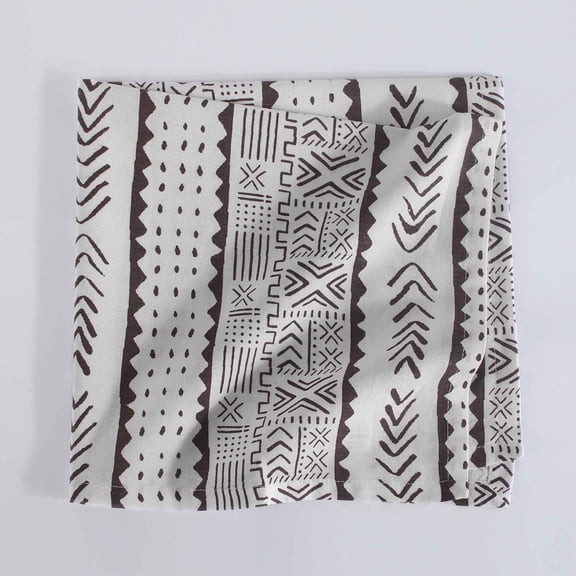 Fingercraft Cloth Napkin, Cotton Linen Blend Printed Table Napkins, Soft and Absorbent Fabric, 12 piece , 20x20In Mudcloth