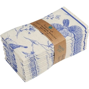 Fingercraft Cloth Napkin, Cotton Linen Blend Printed Table Napkins, Soft and Absorbent Fabric, 12 piece , 20x20In Toil