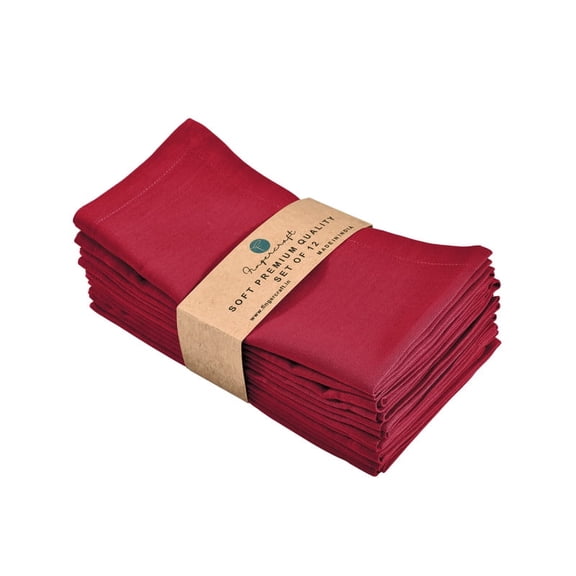 Fingercraft Cloth Napkins, Cotton 12 Pack Mitered Corner Dinner Napkin for Every Day Use Hotel Wedding Parties 18x18in Tango Red