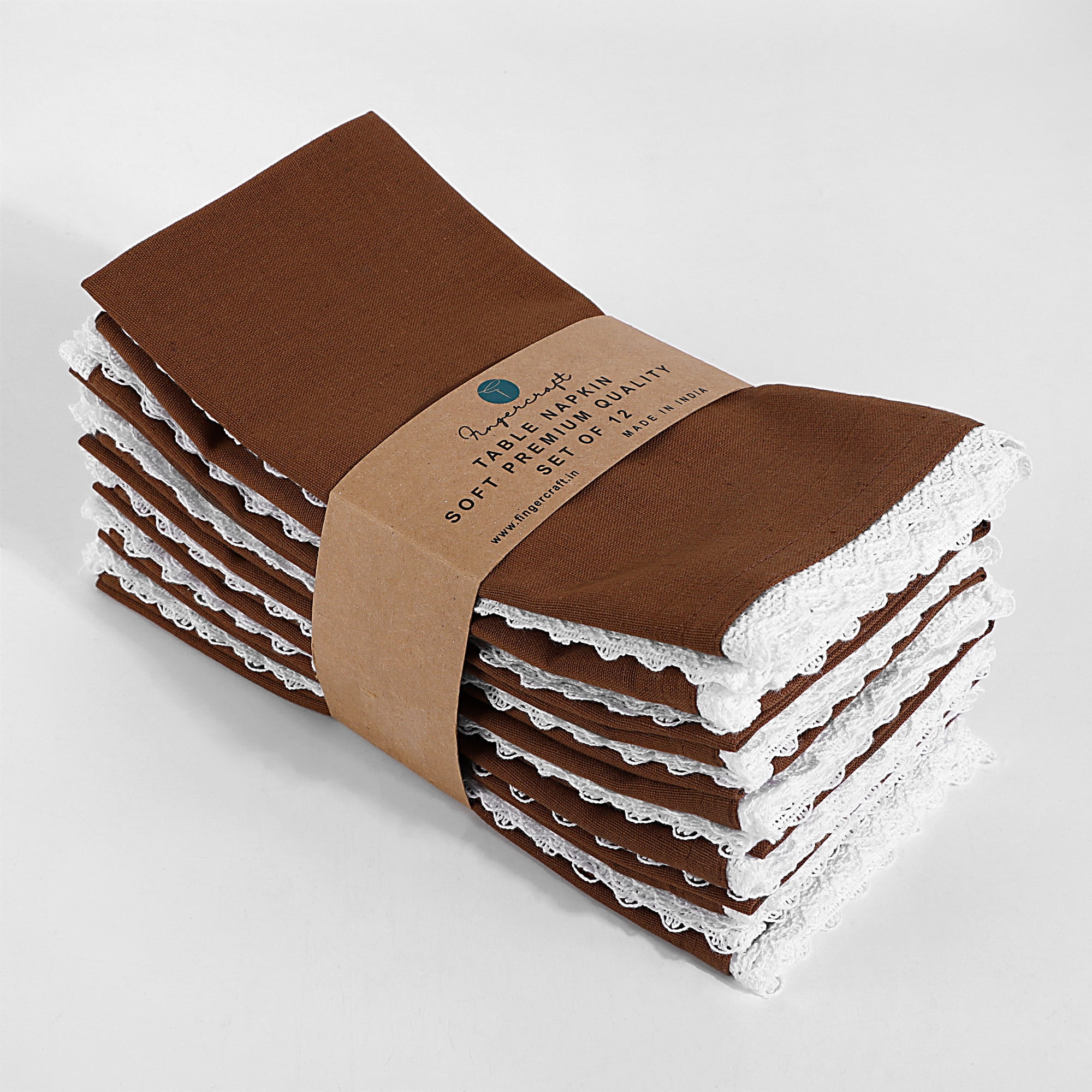 Brown - Set of 4 Handspun Handwoven Double Side Pure Cotton Table Napkins