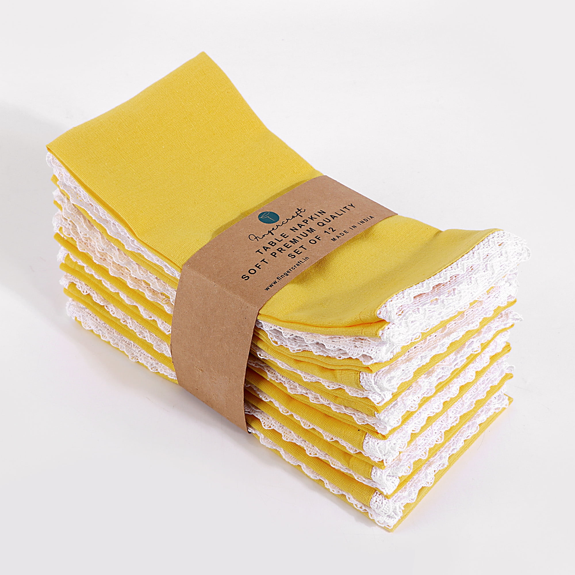 Fingercraft Dinner Cloth Napkin, Cotton Linen Blend, Metered Corner