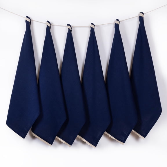 Fingercraft Kitchen Towels, Set of 6 Cotton Dish Towels Multi-Purpose Kitchen Cloth Soft Highly Absorbent Bar and Tea Towels 20in X 30in Navy