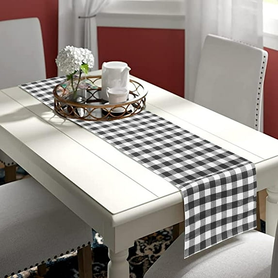 Fingercraft Table Runners, Buffalo Plaid Cotton Table Centerpieces, Dresser Décor for Home and Dining Charcoal-108