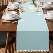 Fingercraft Table Runners, Cotton Dinner Table Centerpiece with Beautiful Premium Lace, Home and Dining Aqua-90