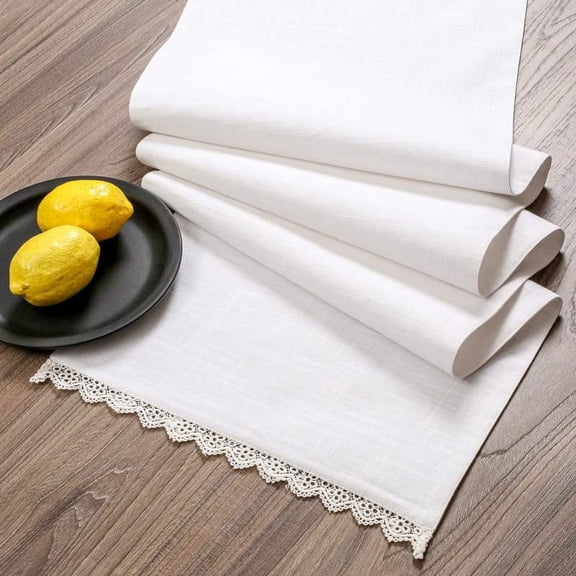 Fingercraft Table Runners, Cotton Dinner Table Centerpiece with Beautiful Premium Lace, Home and Dining White-108