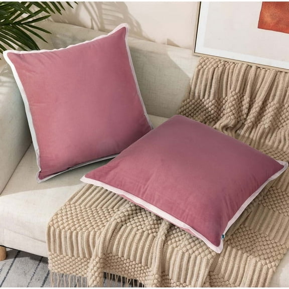 Fingercraft Throw Pillow Cover Pack of 2 Velvet Decorative Sofa Cushion Cover, 18"x18", Coral