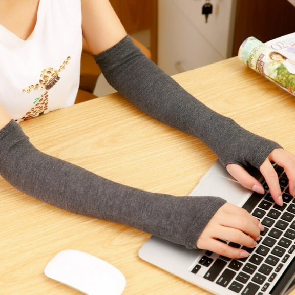 Fingerless Arm Heating Warmer Warm Sleeve Heated Winter Hand, Grey