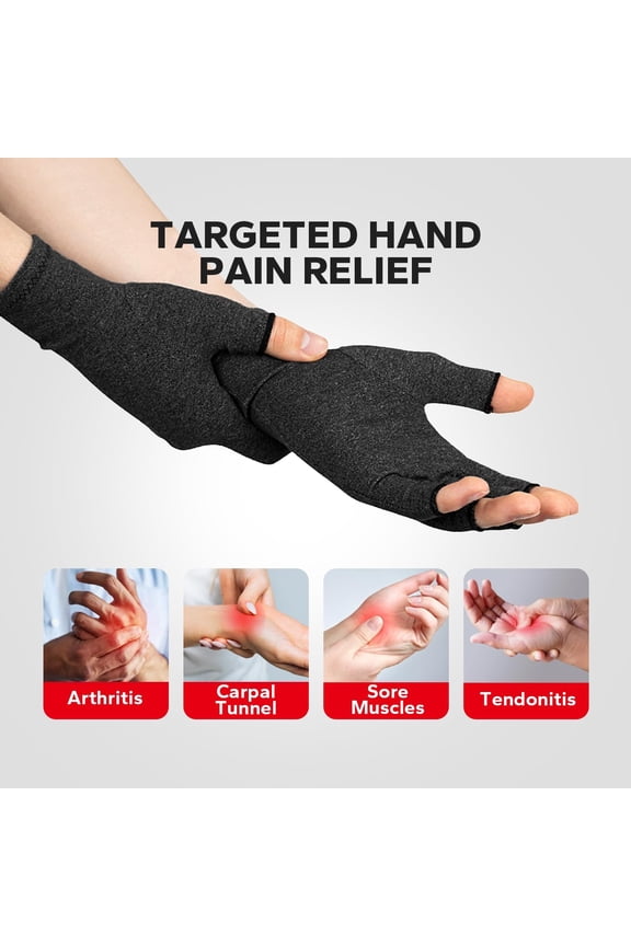 Fingerless Compression Gloves (1 Pair), Cotton Arthritis Gloves Women Men, Arthritis Pain Relief Gloves, Hand Compression Gloves Arthritis for Carpal Tunnel, Rheumatoid, Tendonitis