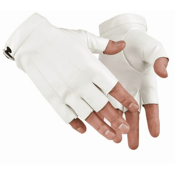 Fingerless Driving Gloves PU Faux Leather Outdoor Sports Half Finger Glove for Men Women Teens, Halloween PU Leather Gloves, One Size