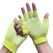 Fingerless Exercise Non Slip Yoga Pilates Gloves With Silicone Dots - Yellow